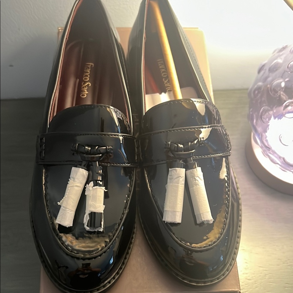 Franco Sarto Black Tassel Loafers Classic Flats